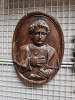 Panneau en bois sculpté religieux 